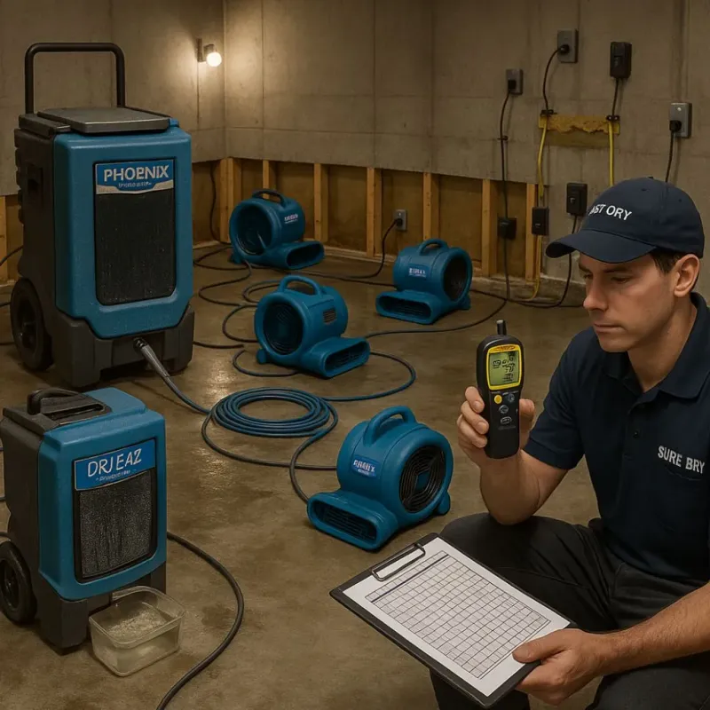 Structural Drying and Dehumidification process in Roberts, WI